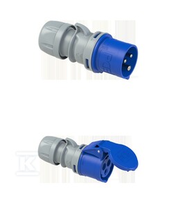 Wtyczka przenośna Turbo Shark 16A 230V 2P+Z IP44 + Gniazdo przenośne Turbo Shark 16A 230V 2P+Z IP44