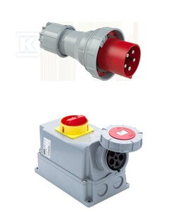 Wtyczka przenośna Power Twist 125A 400V 3P+Z+N IP67 + Gniazdo stałe POWER TWIST 125A 3P+Z+N 400V Z WYŁĄCZNIKIEM 0-1 IP67