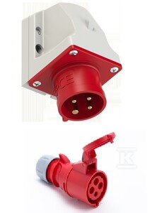 Wtyczka odbiornikowa (stała) 16A 3P+Z 400V IP44 + Gniazdo przenośne Shark 16A 400V 3P+Z IP44