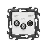 Gniazdo antenowe satelitarne podwójne SAT-SAT-RTV (moduł), 1x wejście: 5 MHz-2,4 GHz, krem, SIMON10