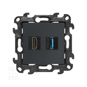 Gniazdo HDMI ver. 2.1 + USB A 3.0 (moduł), grafit mat, Simon24