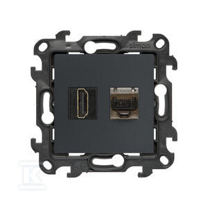 Gniazdo HDMI ver. 2.1 + RJ45 kat.6. (moduł), grafit mat, Simon24