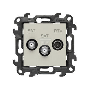 Gniazdo antenowe satelitarne podwójne SAT-SAT-RTV (moduł). 2x Wejście: 5 MHz÷2,4 GHz, kaszmirowy, Simon24