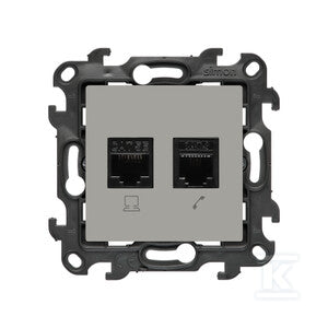 Gniazdo komputerowe RJ45 kategoria 5e + telefoniczne RJ11 (moduł), kaszmirowy, Simon24