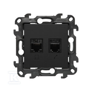 Gniazdo komputerowe RJ45 kategoria 5e + telefoniczne RJ11 (moduł), czarny mat, Simon24