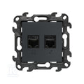 Gniazdo komputerowe RJ45 kategoria 5e + telefoniczne RJ12 (moduł), grafitowy mat, Simon24