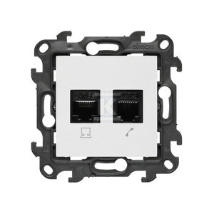 Gniazdo komputerowe RJ45 kategoria 5e + telefoniczne RJ11 (moduł), biały, Simon24