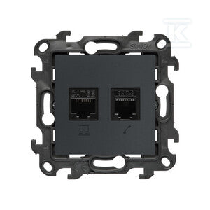 Gniazdo komputerowe RJ45 kategoria 5e + telefoniczne RJ11 (moduł), grafitowy mat, Simon24