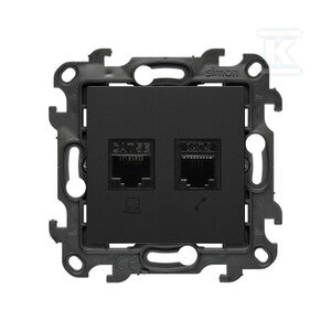 Gniazdo komputerowe RJ45 kategoria 5e + telefoniczne RJ12 (moduł), czarny mat, Simon24