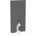 Moduł sanitarny Monolith do stojącej miski WC, 101 cm, obudowa przednia ze szkła: Front: czarny / szkło satynowane, Obudowa boczna: czarny / aluminium szczotkowane