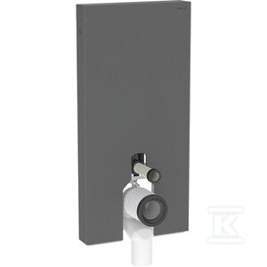 Moduł sanitarny Monolith do stojącej miski WC, 101 cm, obudowa przednia ze szkła: Front: czarny / szkło satynowane, Obudowa boczna: czarny / aluminium szczotkowane