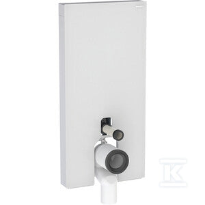 Moduł sanitarny Monolith do stojącej miski WC, 101 cm, obudowa przednia ze szkła: Front: biały / szkło satynowane, Obudowa boczna: aluminium szczotkowane
