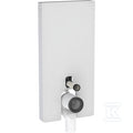 Moduł sanitarny Monolith do stojącej miski WC, 101 cm, obudowa przednia ze szkła: Front: biały / szkło satynowane, Obudowa boczna: aluminium szczotkowane