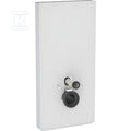 Moduł sanitarny Monolith do wiszącej miski WC, 101 cm, obudowa przednia ze szkła: Front: biały / szkło satynowane, Obudowa boczna: aluminium szczotkowane