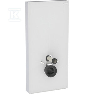 Moduł sanitarny Monolith do wiszącej miski WC, 101 cm, obudowa przednia ze szkła: Front: biały / szkło satynowane, Obudowa boczna: aluminium szczotkowane