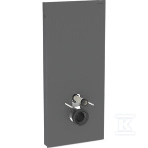 Moduł sanitarny Monolith do wiszącej miski WC, 114 cm, obudowa przednia ze szkła: Front: czarny / szkło satynowane, Obudowa boczna: czarny / aluminium szczotkowane