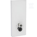 Moduł sanitarny Monolith do wiszącej miski WC, 114 cm, obudowa przednia ze szkła: Front: biały / szkło satynowane, Obudowa boczna: aluminium szczotkowane