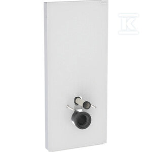 Moduł sanitarny Monolith do wiszącej miski WC, 114 cm, obudowa przednia ze szkła: Front: biały / szkło satynowane, Obudowa boczna: aluminium szczotkowane