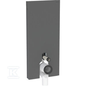 Moduł sanitarny Monolith do stojącej miski WC, 114 cm, obudowa przednia ze szkła: Front: czarny / szkło satynowane, Obudowa boczna: czarny / aluminium szczotkowane