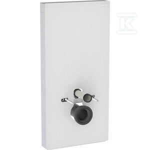 Moduł sanitarny Monolith Plus do wiszącej miski WC, 101 cm, obudowa przednia ze szkła: Front: biały / szkło satynowane, Obudowa boczna: aluminium szczotkowane