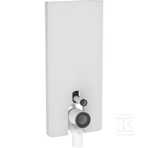 Moduł sanitarny Monolith Plus do stojącej miski WC, 114 cm, obudowa przednia ze szkła: Front: biały / szkło satynowane, Obudowa boczna: aluminium szczotkowane