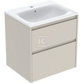 Zestaw umywalki meblowej Selnova Square, slim rim, z szafką pod umywalkę, z dwoma szufladami: 60x62.1x48cm, Szerokość umywalki=60cm, Umywalka: biały, Korpus, Front: piaskowoszary / lakierowany jedwabny mat