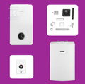 Pakiet z kotłem kondensacyjnym Bosch Condens GC2300iW 20 kW + zasobnik c.w.u. Stora WD120B + czujnik c.w.u. + regulator EasyControl CT200 + zestaw powietrzno-spalinowy O60/100-O60 do szachtu
