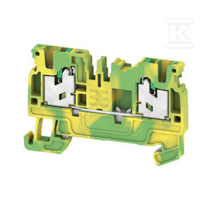 Zacisk PE, SNAP IN, zielony / żółty, 2.5 mm2, 800 V, liczba przyłączeń: 2, liczba poziomów: 1, TS 35, V-0, Wemid, S2C 2.5 PE