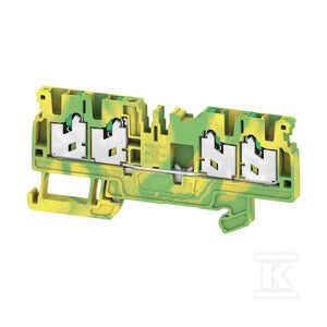 Zacisk PE, SNAP IN, zielony / żółty, 2.5 mm2, 800 V, liczba przyłączeń: 4, liczba poziomów: 1, TS 35, V-0, Wemid, S4C 2.5 PE