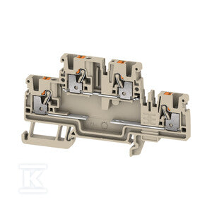 Blok zaciskowy, PUSH IN, Ciemnobeżowy, 2.5 mm2, 500 V, 500 V, liczba przyłączeń: 4, liczba poziomów: 2, TS 35, A2T 2.5 EM2 D/0