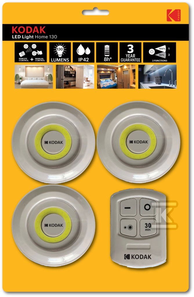 3Lampki KODAK LED Home Bezprzewodowe z pilotem