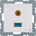 Gniazdo USB / 3, 5 mm Audio śnieżnobiały, połysk S.1/B.1/B.3/B.7 Glas