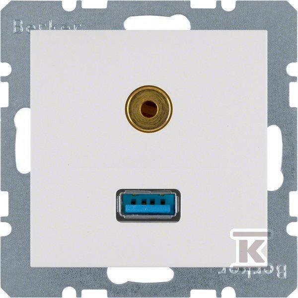 Gniazdo USB / 3, 5 mm Audio śnieżnobiały, połysk S.1/B.1/B.3/B.7 Glas