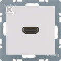 Gniazdo HDMI z przyłączem 90° śnieżnobiały, połysk S.1/B.3/B.7 Glas