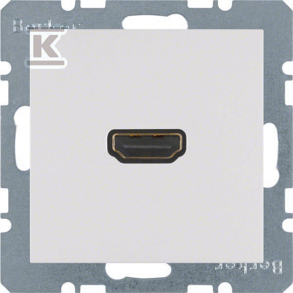 Gniazdo HDMI z przyłączem 90° śnieżnobiały, połysk S.1/B.3/B.7 Glas