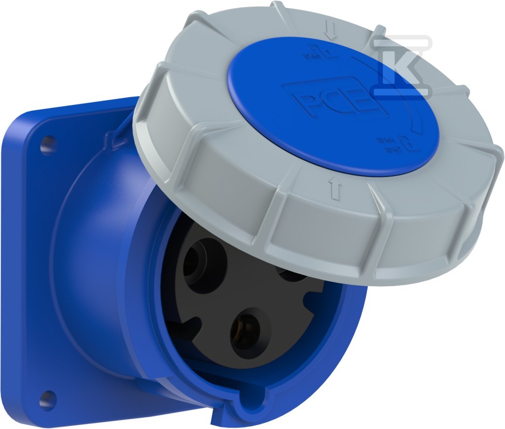 Gniazdo tablicowe proste POWER TWIST 63A 2P+Z 230V 100x100mm IP67
