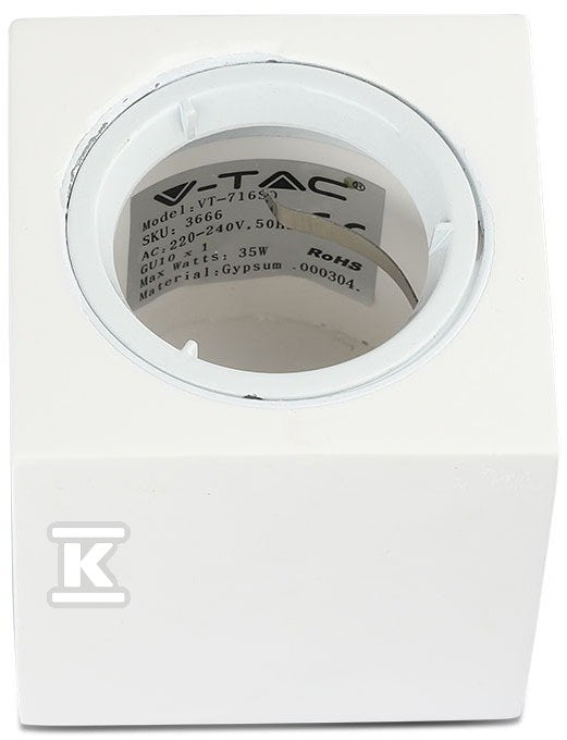 Oprawa puntkowa VT-716 GU10 kwadratowa biała