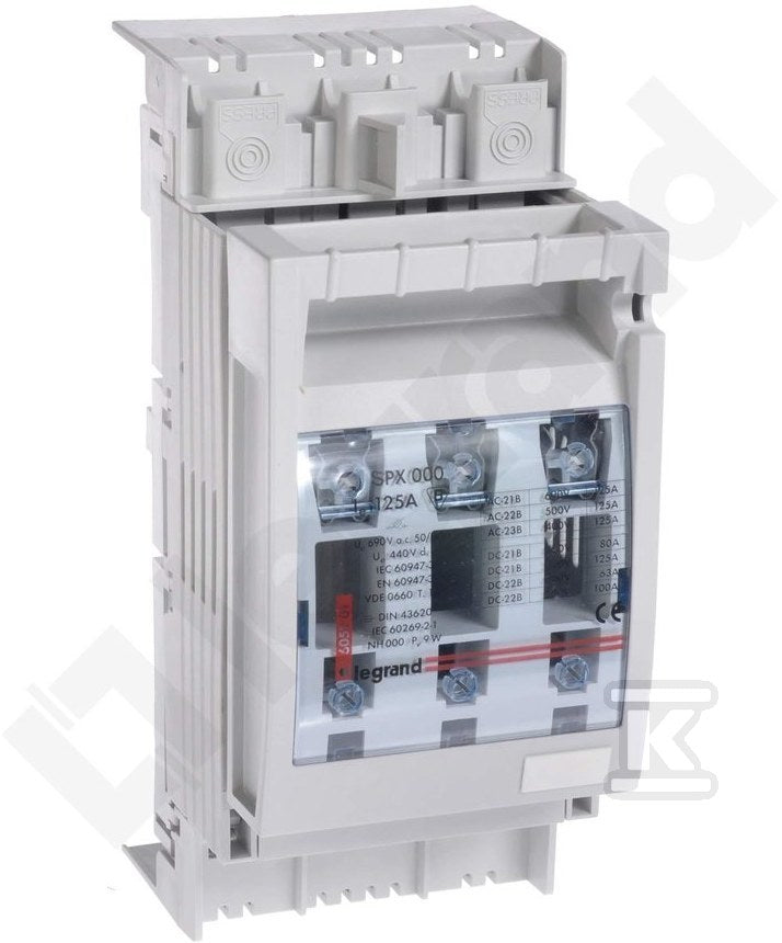 Rozłącznik bezpiecznikowy NH SPX000 125A na szynie zbiorczej 60mm