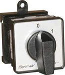 Łącznik Krzywkowy 25A, Rozłącznik 1-0-2 (2 - biegunowy), mocowanie bazo szynowe czoło żółto szare pokrętło czerwone