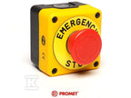 Kaseta czarno-żółta, stop bezpieczeństwa, ryglowany 40 mm (1NC) z tabliczką opisową "Emergency Stop" T0-P1EC400E40K