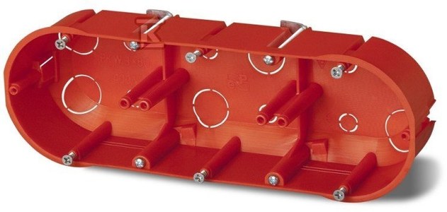 Puszka podtynkowa PK-3x60, do ścian karton-gips, pomarańczowa