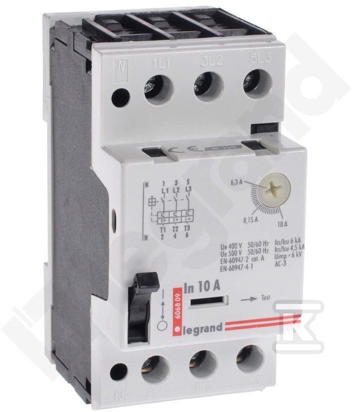 Wyłącznik silnikowy z wyzwalaczem termiczym i elektromagnetycznym z torem neutralnym N M250 (6,3A - 10A)