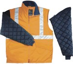 Bluza ocieplana z odpinanymi rękawami z poliestru, kl. 2 pomarańczowy fluo L