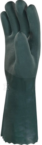 Rękawice z pvc na Wkładzie z bawełnianego Dżerseju, podwójnie zamaczana. dł. 35 cm zielony 9