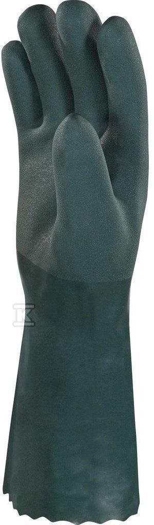 Rękawice z pvc na Wkładzie z bawełnianego Dżerseju, podwójnie zamaczana. dł. 35 cm zielony 9