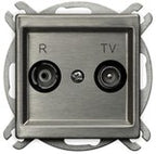 Gniazdo RTV przelotowe ZAP-10, stal inox SONATA