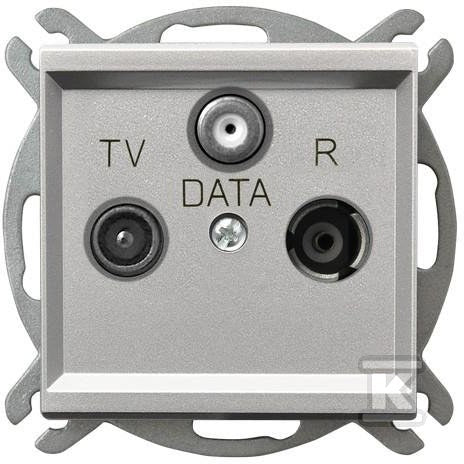 Gniazdo RTV-DATA, srebro mat SONATA