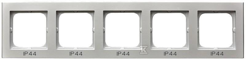 Ramka pięciokrotna do łączników IP-44, srebro mat SONATA