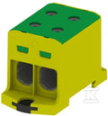 Złączka szynowa gwintowa rozgałęźna AL, CU, 35-240mm2, TS 35, 1 tor, 4 otwory zaciskowe, żółto-zielony, VC05-0039