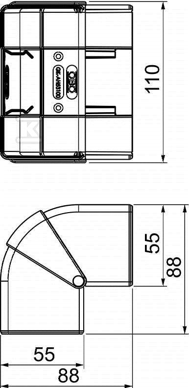 Naroże zewnętrzne, ruchome typ GK-AH53100RW